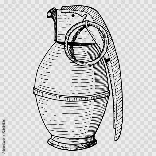 Hand-drawn grenade. Vector illustration. Doodle style.
