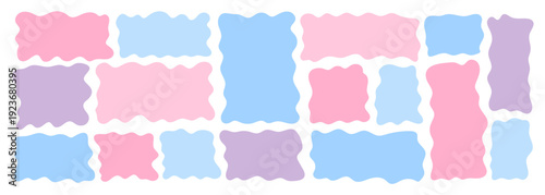 Organic wavy rectangle border with fluid edges vector illustration set. Abstract hand-drawn frame for text boxes. Colorful vector shape with playful irregular lines. Ideal for graphic design projects.