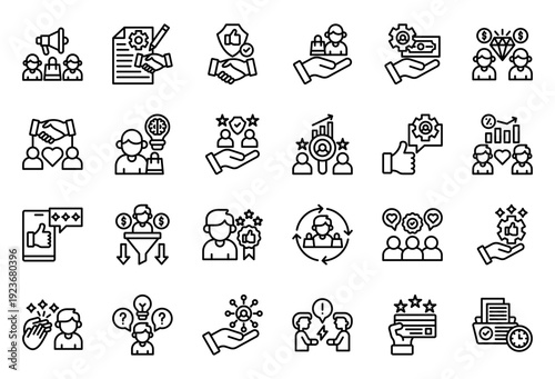 Customer Satisfaction Icon Collection Set. Clean Outline Icon Vector Illustration.