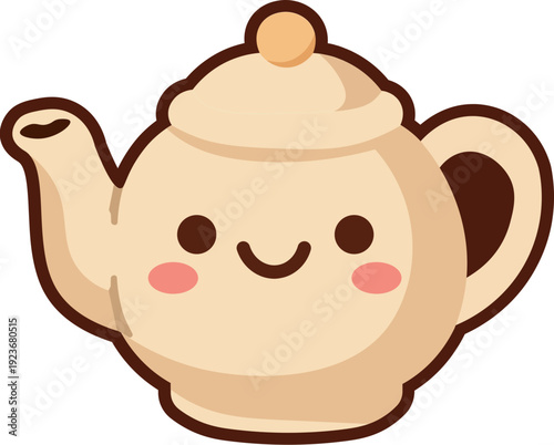 Cute Kawaii Teapot Illustration