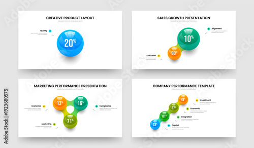 Clean Innovation One Two Three Four Element Graph Frame Layout Vector Illustration Bundle. Company Proposal 1 2 3 4 Option Infographic Slide Template Collection.