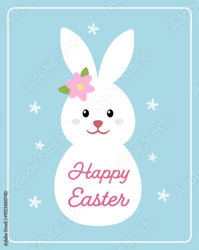 Cute Easter Bunny Character Greeting Card Vector Illustration.
Happy Easter Bunny Cartoon Illustration for Cards. SVG.