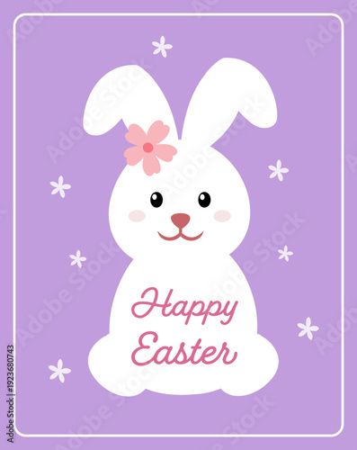 Cute Easter Bunny Character Greeting Card Vector Illustration.
Happy Easter Bunny Cartoon Illustration for Cards. SVG.