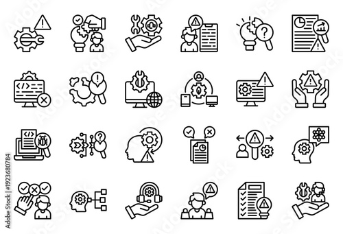 Tecnical Problems Icon Collection Set. Clean Outline Icon Vector Illustration.