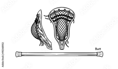 Lacrosse stick vector illustration hand drawn for print and clipart