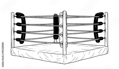 Boxing ring vector illustration hand drawn for print and clipart
