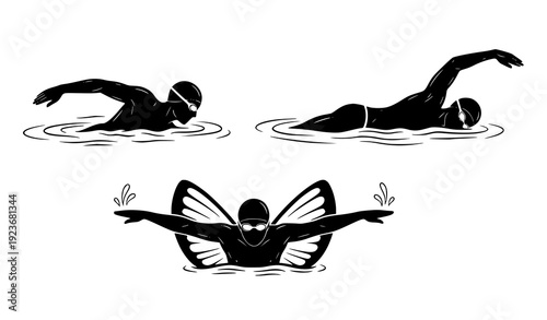 Minimal swimmer vector illustration clipart for print and design