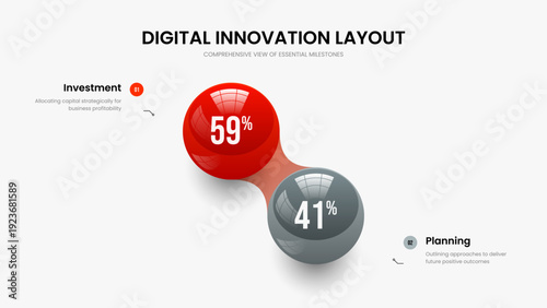 Medical Performance Frame Template Vector Illustration. Professional Campaign Two Option Graph Slide Design. Enterprise Proposal 2 Step Chart Slideshow Layout.