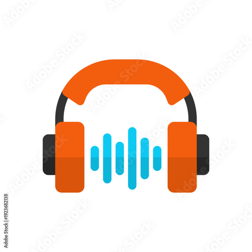 audio lesson headphone flat icon illustration