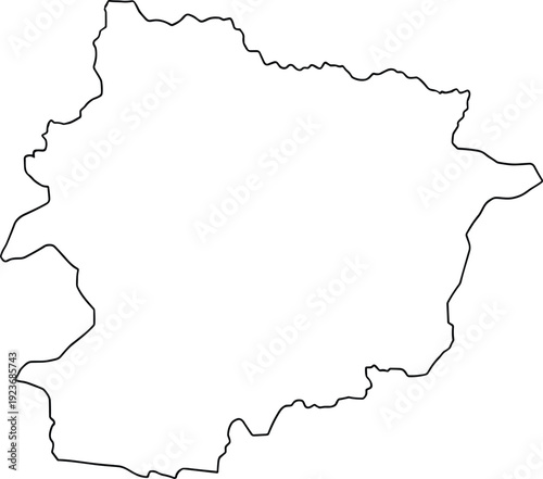 Black Outline Map of Andorra Isolated on White Background Simple Minimalist Vector Style Blank Border Silhouette for European Geography Design Projects