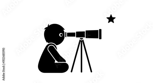 A young astronomer explores the night sky using a telescope, discovering stars and celestial wonders by sitting and observing carefully like in byo (156)