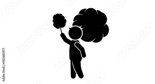 A person holding cotton candy against a white background, illustrated in a simple style, as seen in byo (179)