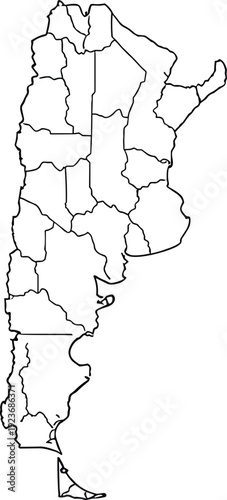 Blank administrative outline map of Argentina with provincial borders for educational geography projects coloring pages and professional infographic design in South America