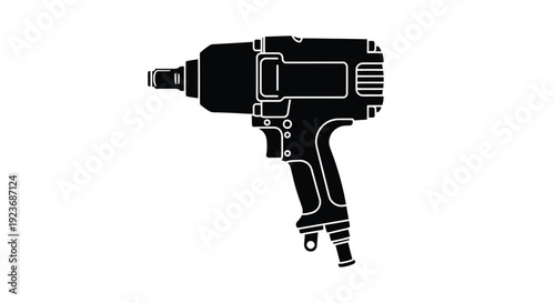Black and white silhouette of an impact wrench tool