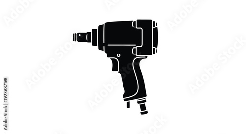 Black silhouette of an impact wrench a powerful pneumatic tool
