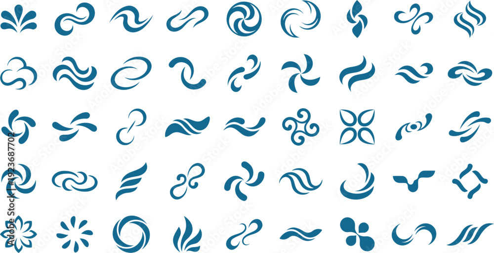 Fototapeta premium Abstract Flowing Wave and Swirl Shapes Vector Set – Modern Decorative Elements Collection