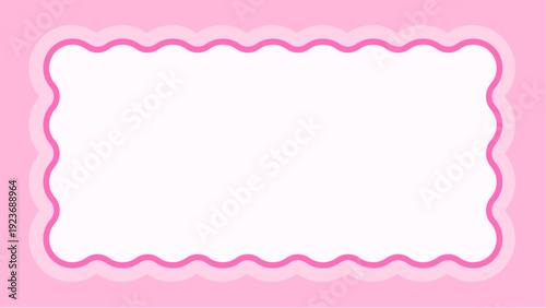 もこもこフレーム　無地　長方形　ピンク