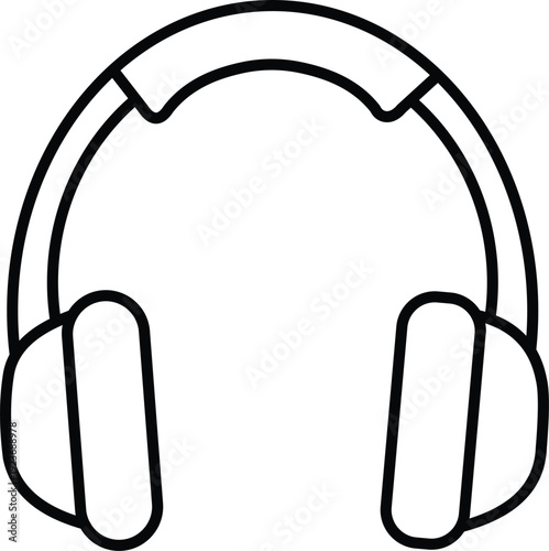Black and white line drawing of a single headphone