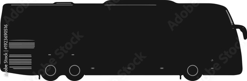 Silhouette of a large, modern bus with wheels and windows on a white background