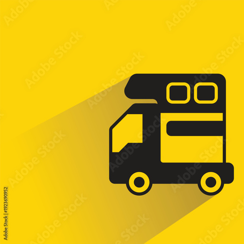 recreational vehicle icon with shadow on yellow background