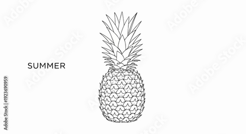 Outline of a pineapple with the word "SUMMER" to its left