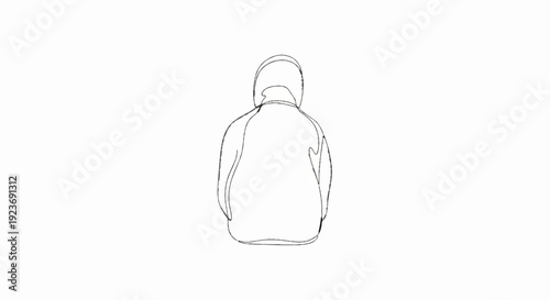 Minimalist line art of a person wearing a hooded jacket