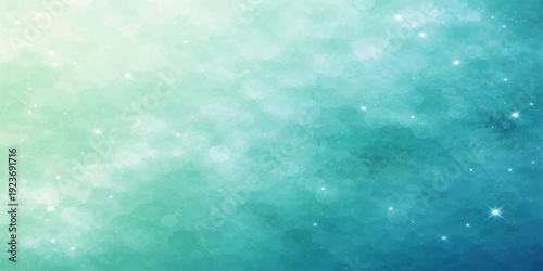 An abstract blue background with soft bokeh blends bright sunlight and white clouds into a serene summer atmosphere of heavenly beauty