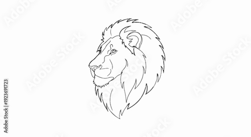 Minimalist outline of a lion's majestic head and flowing mane
