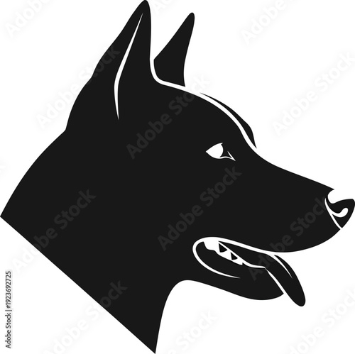 Black dog head vector icon