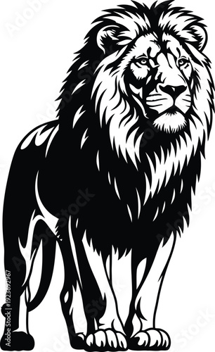 Black and white lion vector illustration