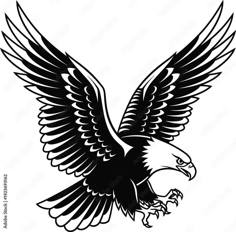 Obraz premium Black and white eagle vector illustration