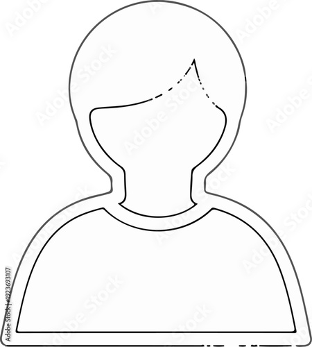 Outline of a stylized human figure with simple features, head and shoulders