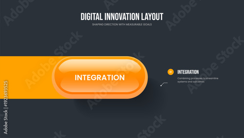 Corporate Solution One Step Diagram Slide Design. Digital Report Presentation Layout Vector Illustration. Enterprise Performance 1 Element Infographic Slideshow Template.