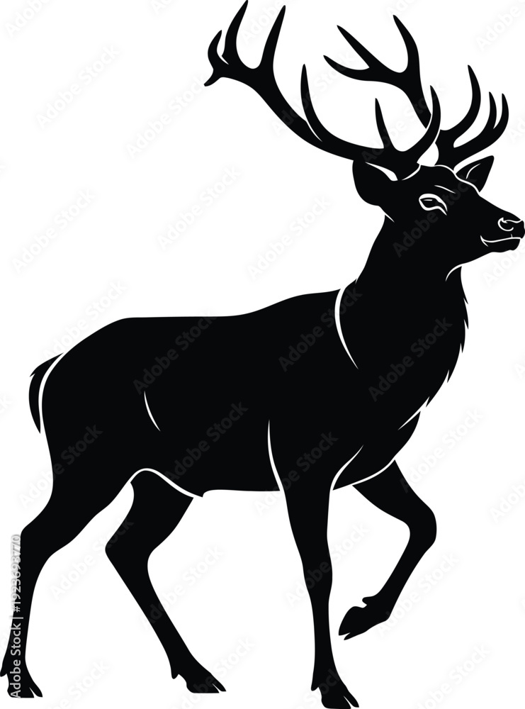 Fototapeta premium Black silhouette deer icon