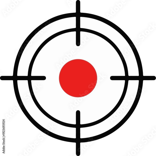 Simple target graphic with black crosshairs and red bullseye center