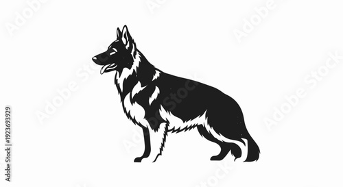 Silhouette of a German Shepherd dog in profile