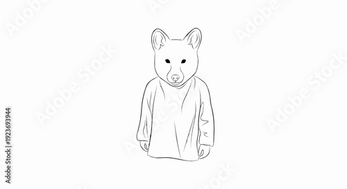 Simple sketch of a stylized canine creature wearing a loose-fitting tunic