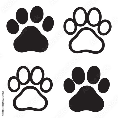 black and white cute pet paw collections