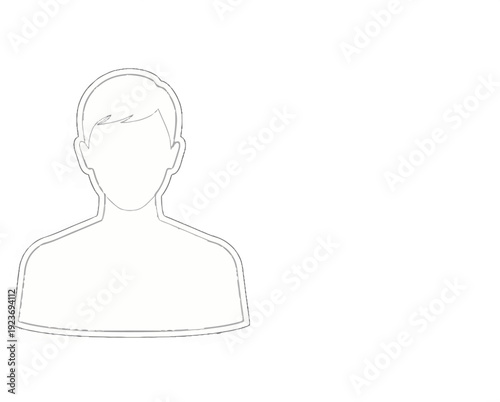 Outline sketch of a person's head and shoulders on a white background