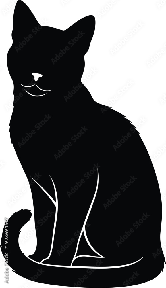 Fototapeta premium Black cat silhouette vector