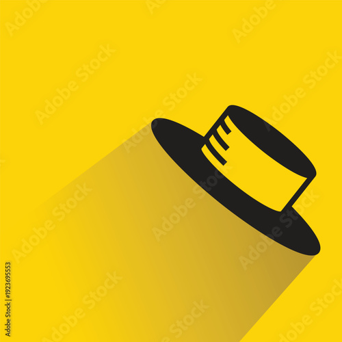 top hat icon with shadow on yellow background