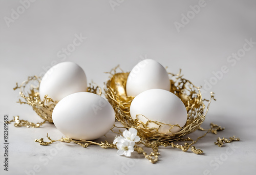 Easter gold and white eggs decoration