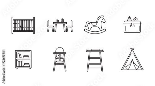 Children's Furniture and Toys Icons Collection