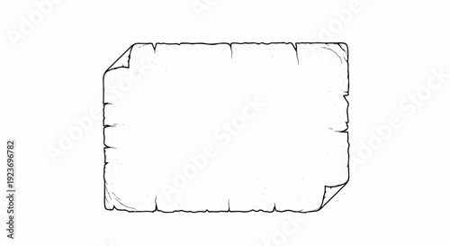 Old blank parchment with torn edges and folded corner