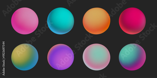Abstract colorful hologram sphere with rainbow gradient light effect, futuristic fluid orb design.