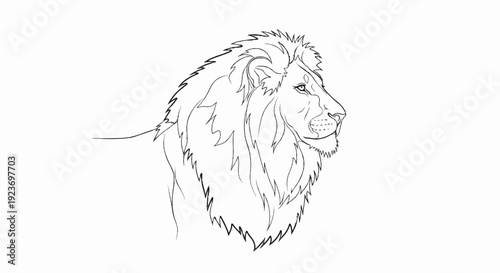 Profile sketch of a majestic lion with a full mane and regal gaze