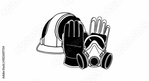 Protective gear including a helmet, gloves, and gas mask