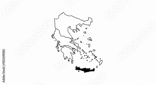 Outline map of Greece with Crete highlighted in black