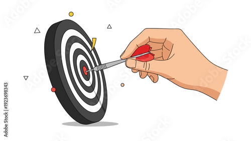 Storefront with red and white awning features a high customer satisfaction rating speech bubble showing five stars for business success.