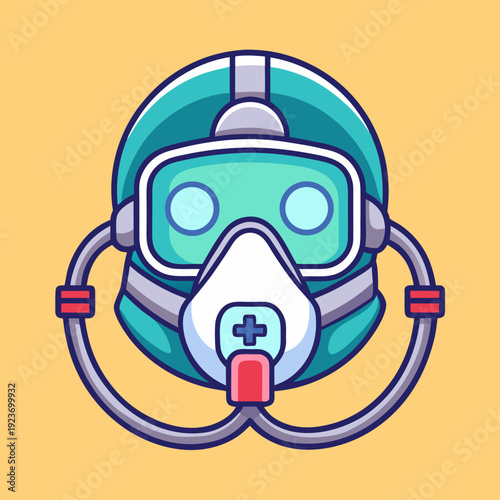 Anesthesia Mask and Tubing Medical Illustration